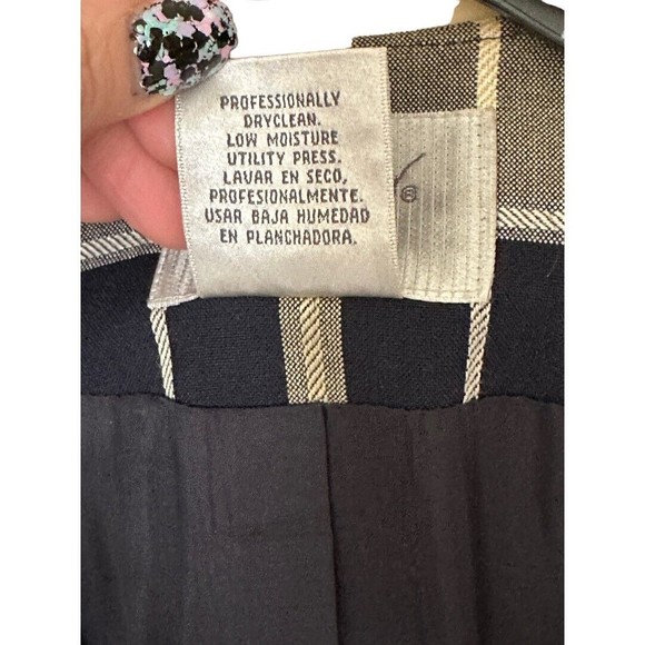 Jacquline ferrar Vintage 1980’s Rayon Navy/gray plaid Blazer jacket women’s Sz 6 - Picture 15 of 15